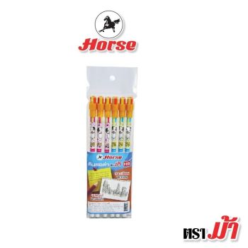 HORSE ตราม้า ดินสอดำ HB ยางลบหัวโต (1x6)