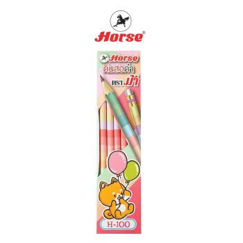 HORSE ( ตราม้า )ดินสอดำ HB ตราม้า H-100 ลายสีพาสเทล บรรจุ 12 แท่ง / กล่อง จำนวน 1 กล่อง