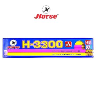 Horse ตราม้า ดินสอดำ HB  แท่งเหลี่ยม สะท้อนแสง H-3300 บรรจุ 12 แท่ง/กล่อง