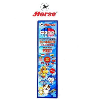 Horse ตราม้า ดินสอดำ HB ลาย CARTOON H-4400 แท่งกลม บรรจุ 12 แท่ง/กล่อง