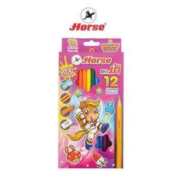 HORSE (ตราม้า) ดินสอสีไม้ยาว 12สี รุ่น Brilliant Colors จำนวน 1 กล่อง