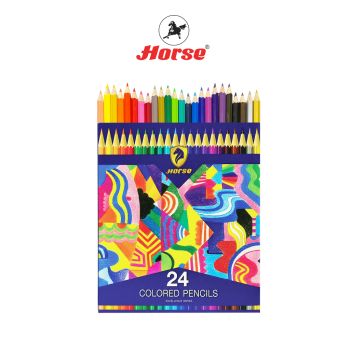Horse ตราม้า ดินสอสีไม้ยาว 24 สี NEW SUPERIOR SERIES HG-24 จำนวน 1 กล่อง