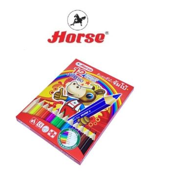 HORSE ตราม้า ดินสอสีไม้จัมโบ้ 12สี กล่องแดง จำนวน 1กล่อง