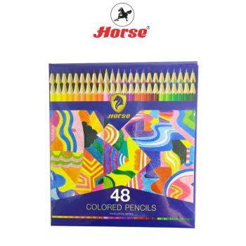 Horse ตราม้า ดินสอสีไม้ยาว 48 สี NEW SUPERIOR SERIES ( สีพิเศษ)HG-48 ตราม้า จำนวน 1 กล่อง