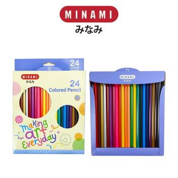 MINAMI (ตรามินามิ) ดินสอสี สีไม้ยาว 24 สี แท่งเหลี่ยม ตรามินามิ กล่องกระดาษ จำนวน 1 กล่อง