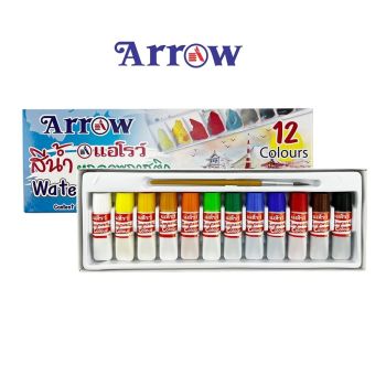 Arrow (แอโรว์) สีน้ำ หลอดพลาสติก 7.5 cc. แอโรว์ ชุด 12 สี จำนวน 1 กล่อง