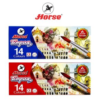 HORSE (ตราม้า) สีน้ำหลอดอะลูมิเนียม ตราม้า ชุด 14 สี+พู่กัน จำนวน 1 กล่อง