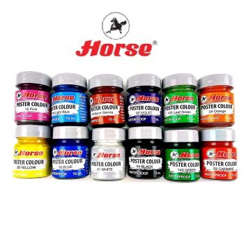 HORSE ตราม้า สีโปสเตอร์ กันน้ำขนาด 15 cc (1/2ออนซ์) ขวดแก้ว จำนวน 1 ขวด - สีน้ำเงิน #๑๘