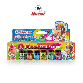 HORSE ตราม้าสีโปสเตอร์สะท้อนแสงชุด 6 สี+จาน+พู่กัน H-03กล่องกระดาษ  จำนวน 1 ชุด