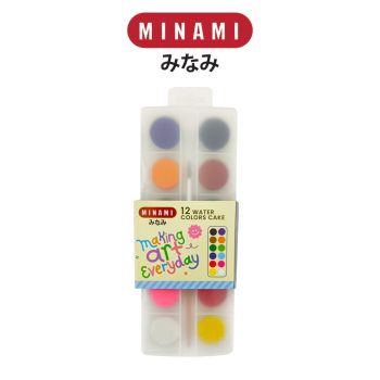 MINAMI (มินามิ) สีน้ำก้อน กล่องพลาสติก ชุด 12 สี จำนวน 1 กล่อง