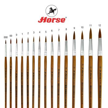HORSE ตราม้า พู่กันสีน้ำปลายกลม ตราม้า H-808 #000-12 บรรจุ 1 อัน - #8