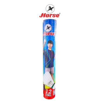Horse (ตราม้า) ลูกแบดมินตัน (ลูกขนไก่ )หัวจุกก๊อก  ตราม้า H-1011 บรรจุ12ลูก/หลอด จำนวน 1 หลอด NEW