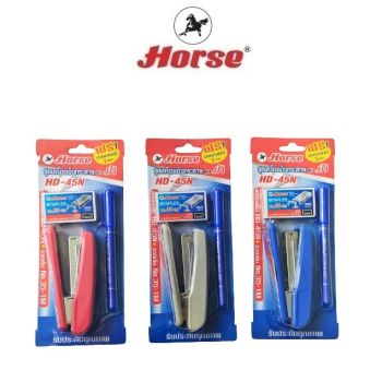 HORSE ตราม้า ชุดเครื่องเย็บกระดาษHD-45N +ลวดเบอร์No.35-1M+ปากกาเคมี H-40  จำนวน 1 ชุด/คละสี