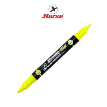 HORSE (ตราม้า) ปากกาเน้นข้อความ 2 หัวสีเดียว ตราม้า H-777  2 IN 1    จำนวน 1 ด้าม - สีเหลือง