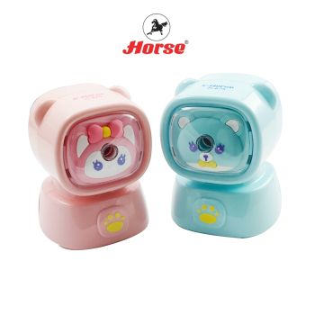 Horse (ตราม้า)เครื่องเหลาดินสด ลายการ์ตูน  สีพาสเทล H-675 ตราม้า จำนวน 1 เครื่อง/ คละสี
