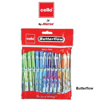 CELLO เซลโล ปากกาลูกลื่นฝา 0.7 mm.รุ่น Butterflow คละสี 1x12ด้าม/แพ็ค