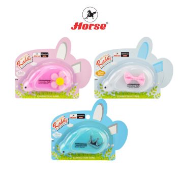Horse (ตราม้า ) เทปลบคำผิด รูปกระต่าย ตราม้า HG-2101  จำนวน 1 อัน /คละสี  ซื้อ 2 ชิ้น ถูกกว่า