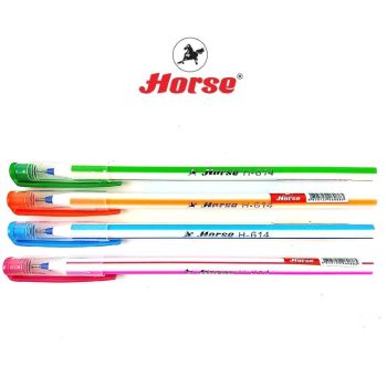 HORSE ตราม้า ปากกาลูกลื่นแบบปลอก 0.7 mm. H-614 BALL POINT PEN คละสี จำนวน 1 ด้าม