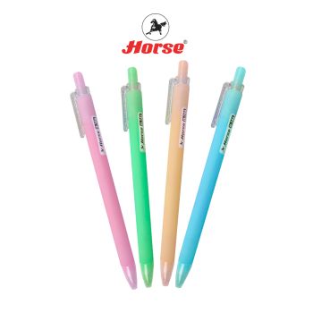 HORSE (ตราม้า) ปากกาลูกลื่น แบบกด 0.7 มม. ตราม้า H-146 สีพลาสเทล  คละสี จำนวน 1 ด้าม