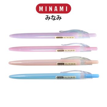 MINAMI (มินามิ) ปากกาลูกลื่น 0.5 mm. MI-05 สีหวาน ตรามินามิ แพ็ค 2 ด้าม  .หมึกน้ำเงิน จำนวน 1 แพ็ค