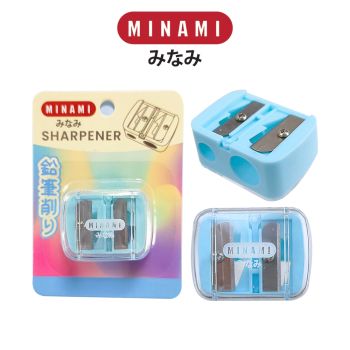 MINAMI (มินามิ) กบเหลาดินสอ 2 รู แบบพลาสติก  ตรามินามิ MI-01 คละสี จำนวน 1 แพ็ค
