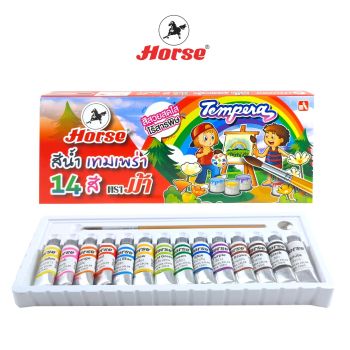 HORSE (ตราม้า) สีน้ำหลอดอะลูมิเนียม ตราม้า ชุด 14 สี+พู่กัน จำนวน 1 กล่อง
