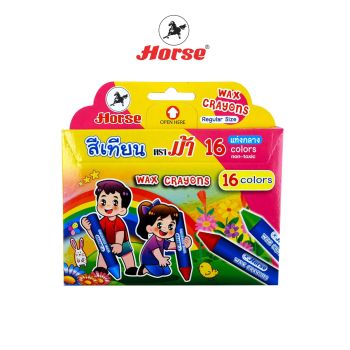 Horse ตราม้า สีเทียน แท่งกลาง 16 สี จำนวน 1 กล่อง