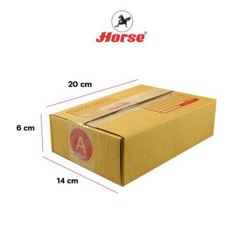 กล่องไปรณีย์ สีน้ำตาล/กล่องพัสดุ/กล่องกระดาษ/กล่องบรรจุภัณฑ์ เบอร์ A ขนาด14X20X6 cm. ตราม้า Horse จำนวน 10ใบ/แพ็ค จำนวน 1 แพ็ค