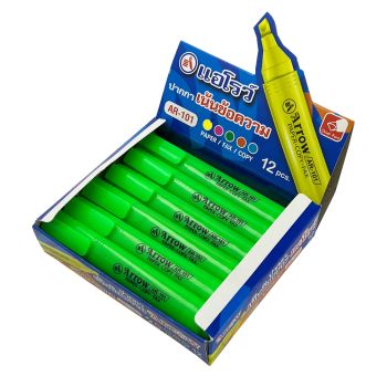 Arrow (ตรา แอโรว์) ปากกาเน้นข้อความ ตราแอโว์  AR-101 /สีเดียว บรรจุ 12 ด้าม/กล่อง จำนวน 1 กล่อง - สีเขียว