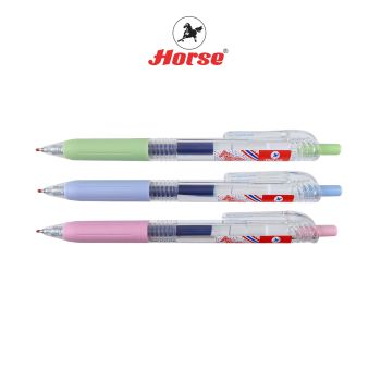 Horse ตราม้า ปากกาเจล 0.7mm Gel ink PEN  รุ่น H-251ด้าใส ปลอกจับสีพลาสเทล ตราม้า  จำนวน 1 ด้าม(NEW)