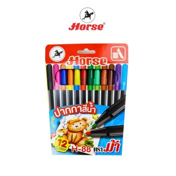 HORSE (ตราม้า) ปากกาสีน้ำ (ปากกาเมจิก) ตราม้า  H-88  ชุด12สี กล่องกระดาษ จำนวน 1 ชุด