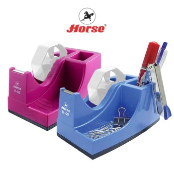 HORSE (ตราม้า) แท่นตัดเทป H-40 ตราม้า มีช่องไว้ใส่เครื่องเขียน จำนวน 1 อัน/คละสี