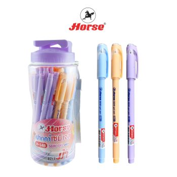 Horse (ตราม้า) ปากกา SEMI-gel  แบบปลอก ด้ามสีพาสเทล H-148 ตราม้า 0.7 มม. บรรจุ 30 ด้าม/กระป๋อง