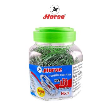 HORSE (ตราม้า )  ลวดเสียบกระดาษ แบบหัวกลม ชุบ NO.1 32มม. บรรจุ 800ตัว/กระป๋องจำนวน 1 กระปุก