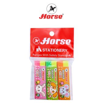 Horse (ตราม้า) ยางลบดินสอ H-08 สีหวาน  TWILIGHT ตราม้า คละสี บรรจุ 3 ก้อน / แพ็ค