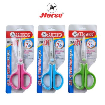 Horse (ตราม้า) กรรไกร สแตนเลส ขนาด 7 นิ้ว ตราม้า H-187 จำนวน 1 อัน/คละสี
