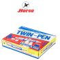 HORSE (ตราม้า) ปากกาเคมี  มาร์คเกอร์ 2 หัว ตราม้า  สีเดียว TWIN-PEN (12ด้าม/กล่อง) จำนวน 1 กล่อง - น้ำเงิน