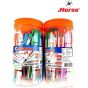 HORSE ตราม้า ปากกาลูกลื่นแบบปลอก 0.7 mm. H-614 BALL POINT PEN คละสี จำนวน 1 กระป๋อง - จำนวน 50 ด้าม