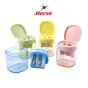 Horse ตราม้า กบเหลาดินสอ 2 รู พลาสติก H-860  ตราม้า แบบมีฝาปิด คละสี บรรจุ 36 / กล่อง 
