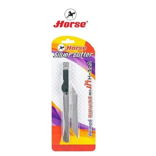 HORSEตราม้า มีดคัตเตอร์ H-111 สแตนเลส 9มม. SILVER SLDE PACK