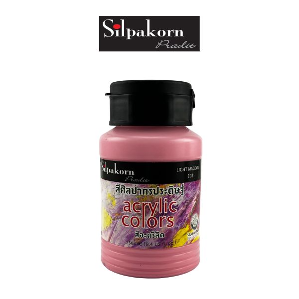 สีอะครีลิค S-1# 102 - LIGHT MAGENTA Silpakorn Pradit ศิลปากรประดิษฐ์ ขนาด 250 ML. จำนวน 1 กระปุก