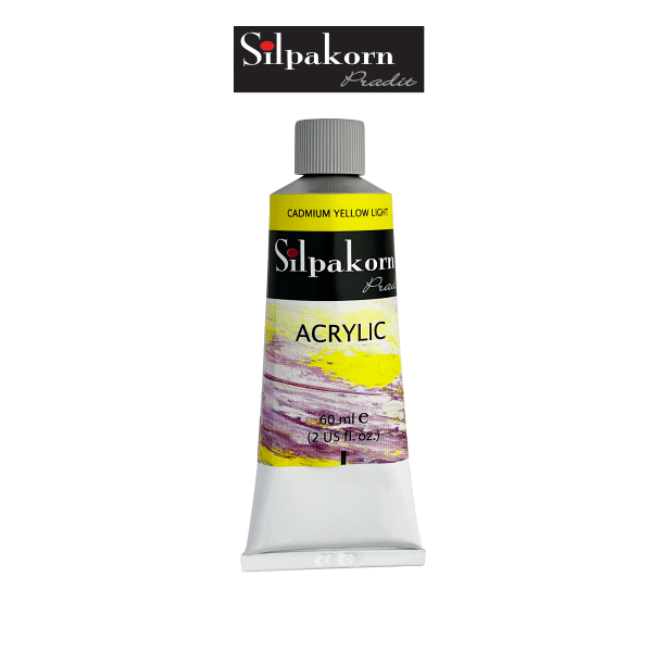 Silpakorn Pradit สีอะคริลิค ศิลปากรประดิษฐ์ #112-CADMIUM YELLOW LIGHT  ขนาด 60 ML.  จำนวน 1 หลอด