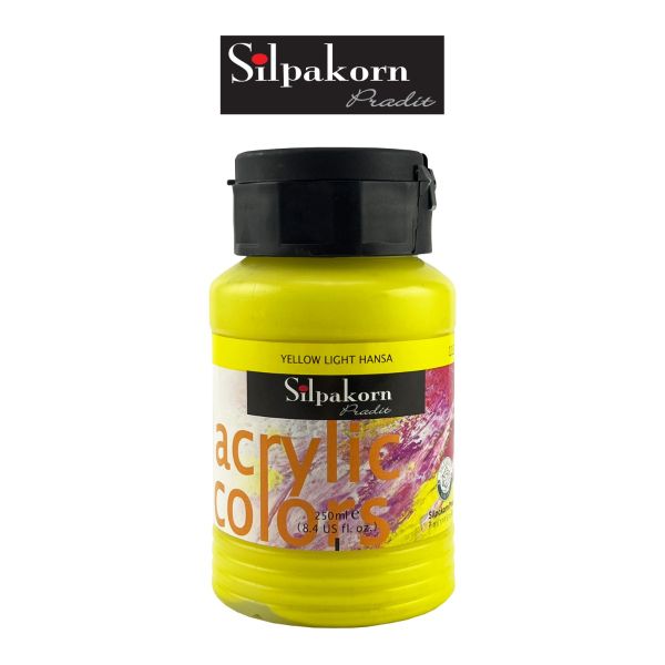สีอะครีลิค S1#113 YELLOW LIGHT HANSA Silpakorn Pradit ศิลปากรประดิษฐ์ ขนาด 250ML  จำนวน 1 กระปุก