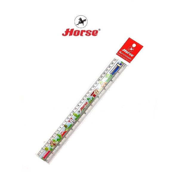 Horse ตราม้า ไม้บรรทัดพลาสติก 12 นิ้ว ลายแฟนซีบ้าน  จำนวน 1 อัน