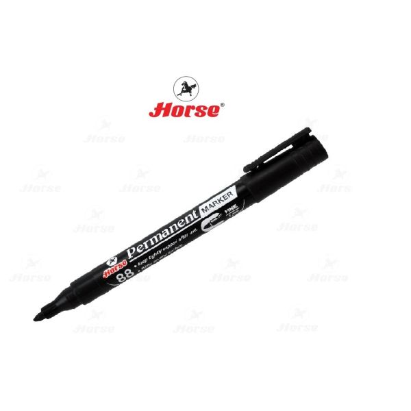 HORSEปากกาเคมีหัวเดียว ตราม้า หัวกลม H-88 จำนวน12แท่ง/กล่อง - สีแดง