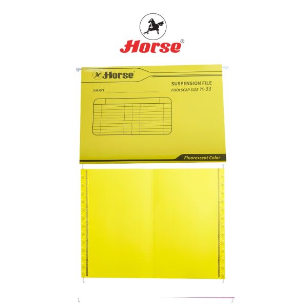 HORSE (ตราม้า) แฟ้มแขวน ปกกระดาษ สีสะท้อนแสง ตราม้า H-33 ขนาด  F/C ตราม้า    จำนวน 1 เล่ม - สีเหลือง