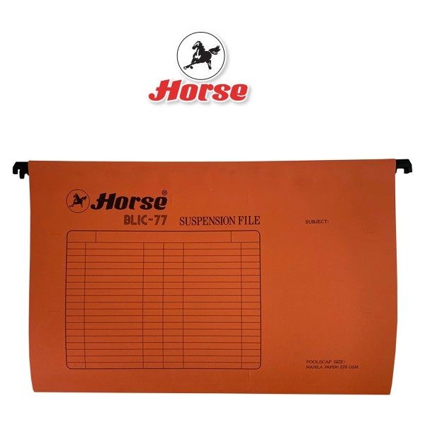 HORSE (ตราม้า) แฟ้มแขวน #77 ขนาด  F/C ตราม้า บรรจุ 10 เล่ม / แพ็ค สีส้ม จำนวน 1 แพ็ค