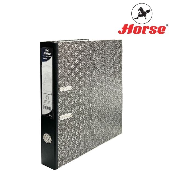 HORSE (ตราม้า) แฟ้มสันกว้าง 2 นิ้ว ปกกระดาษ ขนาด A4 ก้านยก ตราม้า H-423    จำนวน 1 เล่ม - ดำ