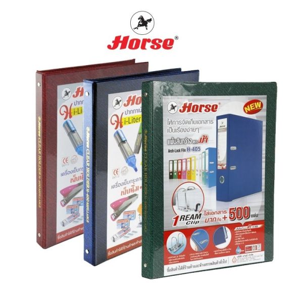  แฟ้มโชว์เอกสาร คลิป 4  ห่วง Horse ตราม้า ขนาด A4 H-600 คละสี จำนวน 1เล่ม