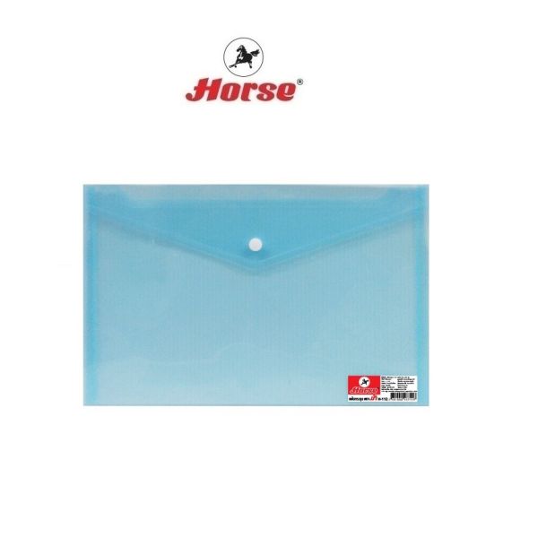 Horse (ตราม้า) แฟ้มซองพลาสติก แฟ้มกระดุม ตราม้า H-112 บรรจุ12 เล่ม/แพ็ค จำนวน 1 แพ็ค - สีฟ้าใส